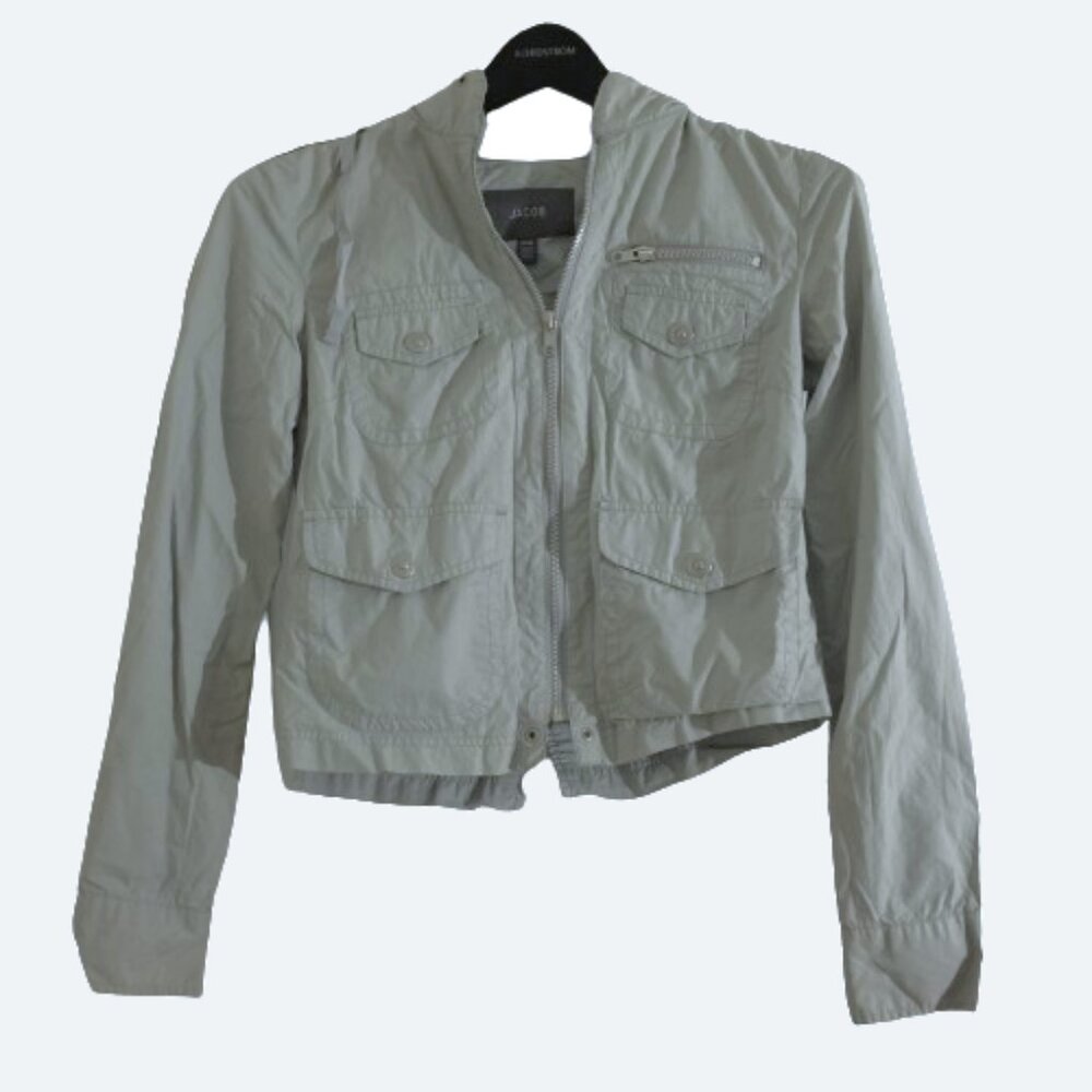 COPY - Jacob grey mint cotton utility hoodie jacket with ribbon tie y2k size XS